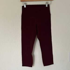 Lululemon high rise align leggings Capri Maroon size 6